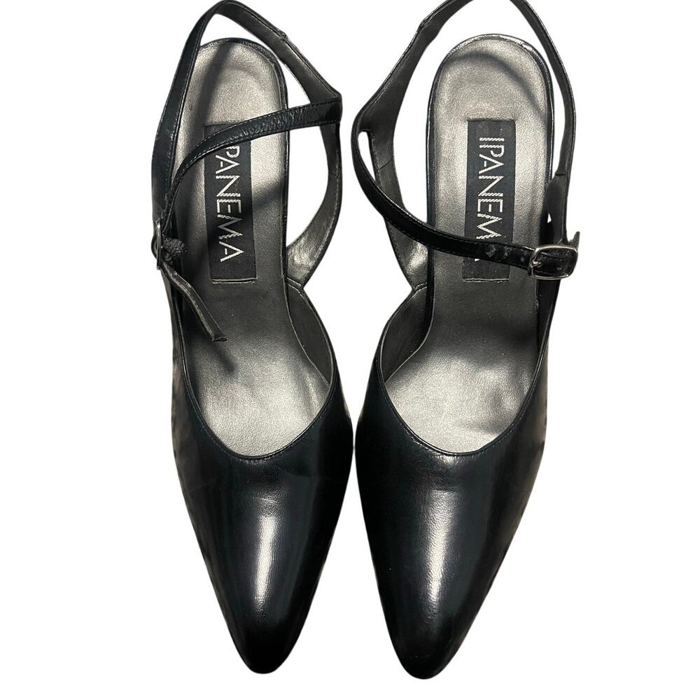 Vintage Ipanema Slingback Black Heels Women's Size 7.5 NARROW